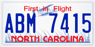 NC license plate ABM7415