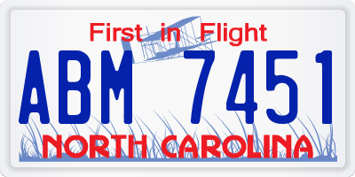 NC license plate ABM7451