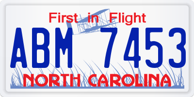 NC license plate ABM7453