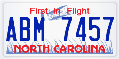 NC license plate ABM7457