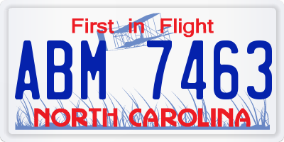 NC license plate ABM7463