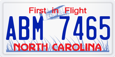 NC license plate ABM7465