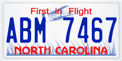 NC license plate ABM7467