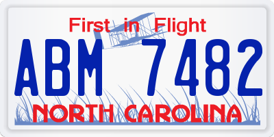 NC license plate ABM7482