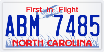 NC license plate ABM7485