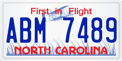 NC license plate ABM7489
