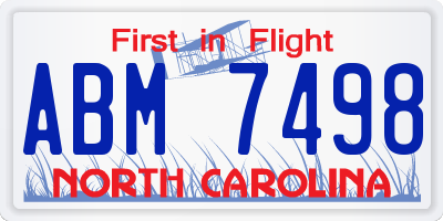 NC license plate ABM7498