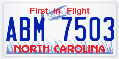 NC license plate ABM7503