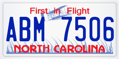 NC license plate ABM7506