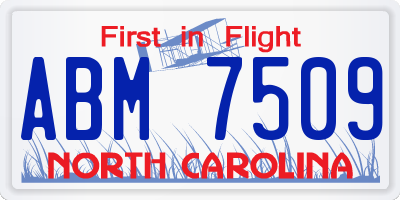 NC license plate ABM7509