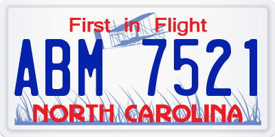 NC license plate ABM7521