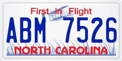 NC license plate ABM7526
