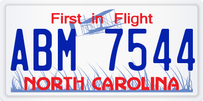 NC license plate ABM7544
