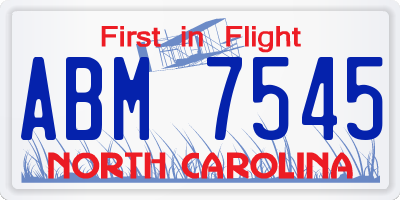 NC license plate ABM7545