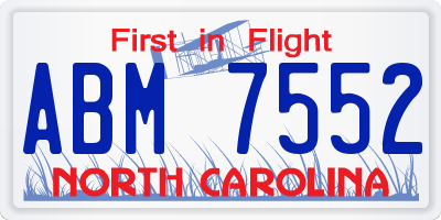 NC license plate ABM7552