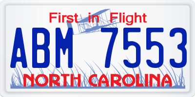 NC license plate ABM7553