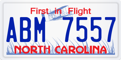 NC license plate ABM7557