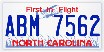 NC license plate ABM7562