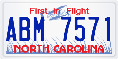 NC license plate ABM7571