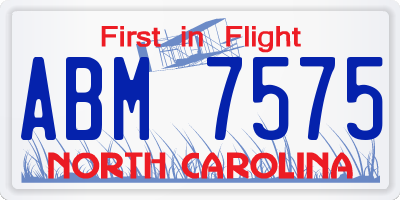 NC license plate ABM7575