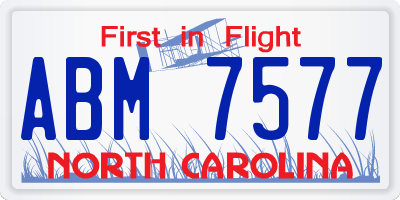 NC license plate ABM7577