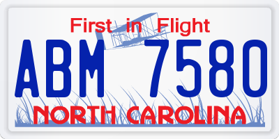 NC license plate ABM7580