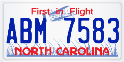 NC license plate ABM7583