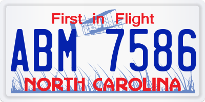 NC license plate ABM7586