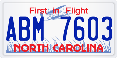 NC license plate ABM7603