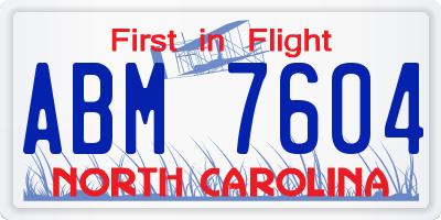 NC license plate ABM7604