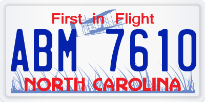 NC license plate ABM7610