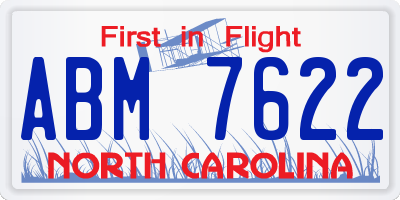 NC license plate ABM7622