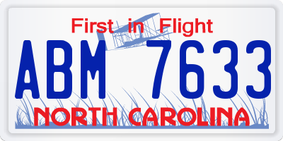 NC license plate ABM7633