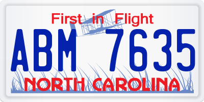 NC license plate ABM7635