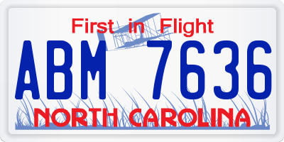 NC license plate ABM7636