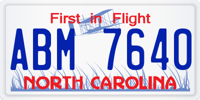 NC license plate ABM7640