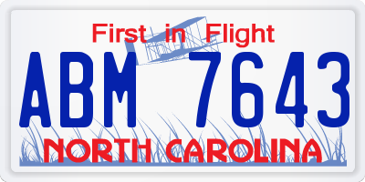 NC license plate ABM7643