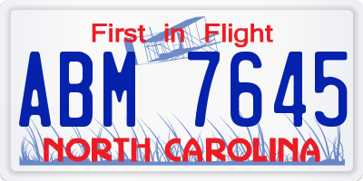 NC license plate ABM7645