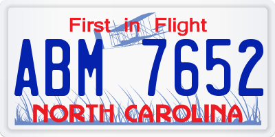 NC license plate ABM7652