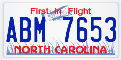 NC license plate ABM7653