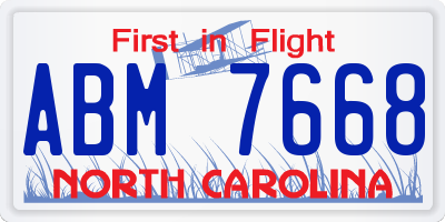 NC license plate ABM7668