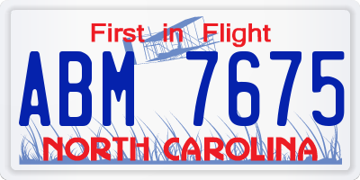 NC license plate ABM7675