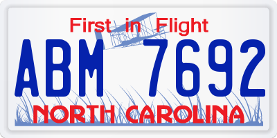 NC license plate ABM7692