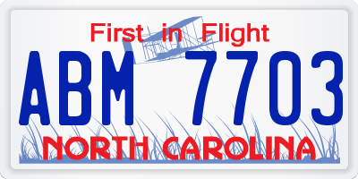 NC license plate ABM7703