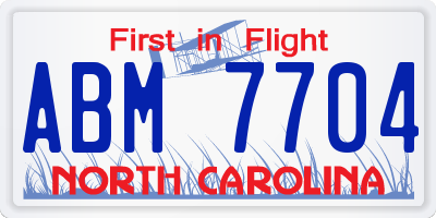 NC license plate ABM7704
