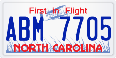 NC license plate ABM7705