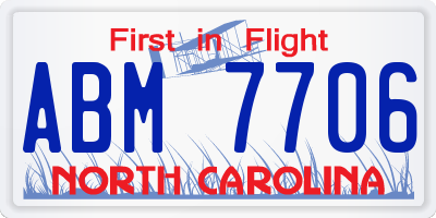 NC license plate ABM7706