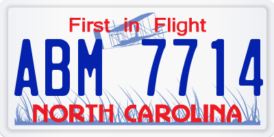 NC license plate ABM7714