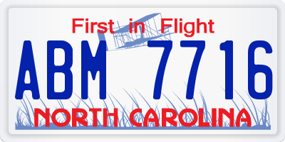 NC license plate ABM7716
