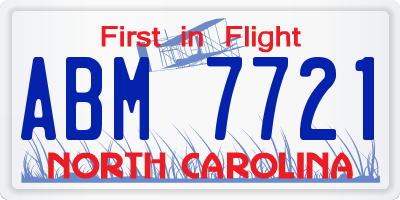 NC license plate ABM7721